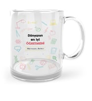 BK Gift Kişiye Özel Dünyanın En İyi Öğretmeni Cam Kupa Bardak  14