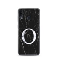 Samsung A30 Siyah Mermer Harf Tasarımlı Telefon Kılıfı O-Harfi 