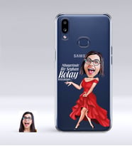 BK Gift Kişiye Özel Bayan Kolay Yetişmiyor Karikatürlü Samsung Galaxy A10s İnce Şeffaf Silikon Telefon Kapağı-1 (Beyaz)