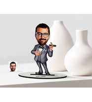 BK Gift Kişiye Özel Bay Patron Karikatür Ahşap Biblo  3