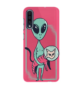 Kılıfland Samsung Galaxy A50 Kılıf Silikon Resimli Kapak Alien Cat Stok 230