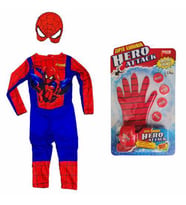 Kırmızı Mavi Baskılı Spiderman Kostümü - Örümcek Adam Kostümü + Spiderman Taso Atan Eldiven