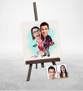 BK Gift Kişiye Özel Sevgililer Karikatür Şovaleli Doğal Taş  2