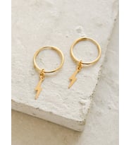 24 Ayar Has Altın Kaplama Yıldırım Halka Gümüş Küpe (Gold)