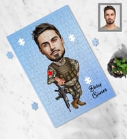 Kişiye Özel Asker Karikatürlü A3 240 Parça Puzzle Bay-1