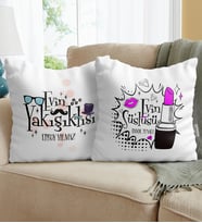 BK Gift Kişiye Özel İkili Evin Süslüsü Ve Yakışıklısı Yastık 3