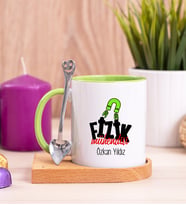 Fizik Mühendisi Ahşap Altlıklı Yeşil Kupa Bardak