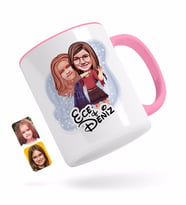 BK Gift Kişiye Özel Kız Kardeşler Karikatürlü Pembe Kupa Bardak-6