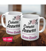 Canım Annem Seninle Her Şeyim Tamam İsimli Kişiye Özel Anneler Gününe Özel Hediye Kupa Bardak