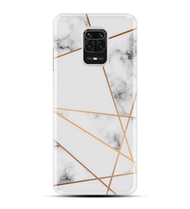 Kılıfland Xiaomi Redmi Note 9 Pro Kılıf Silikon Resimli Kapak White Marble Mermers With Triangle Stok 1195