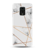 Kılıfland Xiaomi Redmi Note 9 Pro Kılıf Silikon Resimli Kapak White Marble Mermers With Triangle Stok 1195
