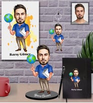 Kişiye Özel Öğretmen Karikatürlü 5 li Hediye Seti Bay-10