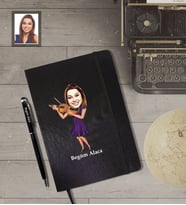 Kişiye Özel Kemancı Karikatürlü Siyah Defter Kalem Hediye Seti   Bayan-1