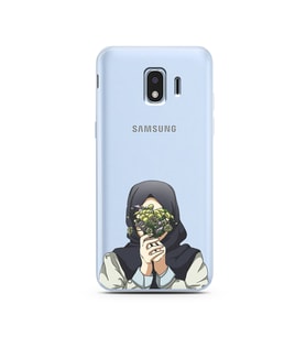 Kapalı Çiçekli Kız Tasarımlı Süper Şeffaf Silikon Telefon Kılıfı Samsung J2 Pro 