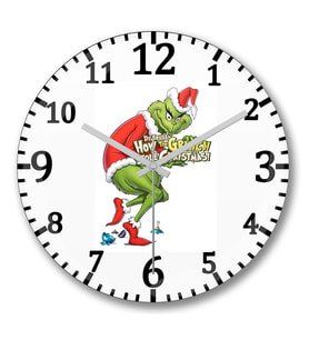 Grinch Duvar Saati Bombeli Gercek Cam