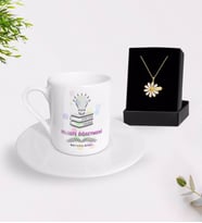 BK Gift Kişiye Özel Felsefe Öğretmeni Türk Kahvesi Fincanı ve İsimli Papatya Kolye Hediye Seti-2 (Model 1)