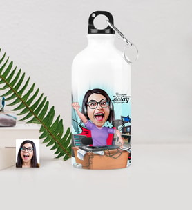 BK Gift Kişiye Özel Bayan Radyocu Karikatürlü Metal Suluk 500 Ml 1