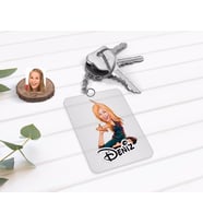 BK Gift Kişiye Özel Kadın Yoga Karikatürlü Şeffaf Pleksi Anahtarlık-2 (Beyaz)