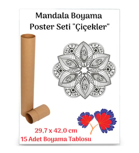 Mandala Poster Tablosu Çiçekler 15 Adet (30 cm x42 cm)