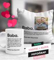Fotoğraflı Baba Kupa Bardak ve Yastık Seti