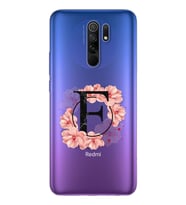 Pembe Çiçekli Harf Tasarım Süper Şeffaf Silikon Telefon Kılıfı Xiomai Redmi 9 F-