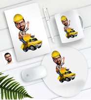 BK Gift Kişiye Özel Bay Yol Mühendisi Karikatürlü Defter Kalem Kupa Mouse Pad Seti (Model 1)