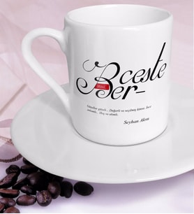 BK Gift Kişiye Özel Mânâ Berceste Türk Kahvesi Fincanı (Beyaz)