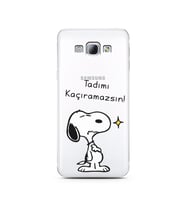 Snoopy Tasarımlı Süper Şeffaf Silikon Telefon Kılıfı Samsung A8 (2015)  