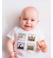 Pia Baby T2029-11 %100 Pamuk Hediyelik 4 Fotoğraflı Kişiye Özel Çıtçıtlı Bebek Body