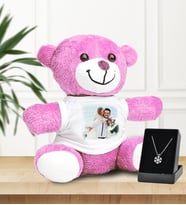 Kartanesi  Kolye  Pembe Baskılı Pelüş Ayıcık