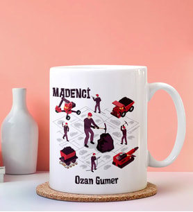 Kişiye Özel Madenci Tasarımlı Beyaz Kupa