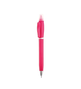 10 Adet Kapaklı Fosforlu Çevirmeli Tükenmez Kalem (Pembe-Fuşya)