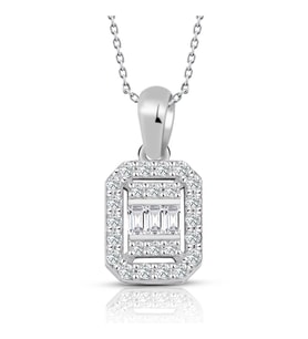 0.30 Ct Modern Tasarım Baget Kare Tektaş Kolye