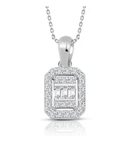 0.30 Ct Modern Tasarım Baget Kare Tektaş Kolye