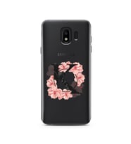 Pembe Çiçekli Harf Tasarım Süper Şeffaf Silikon Telefon Kılıfı Samsung J4 (2018)