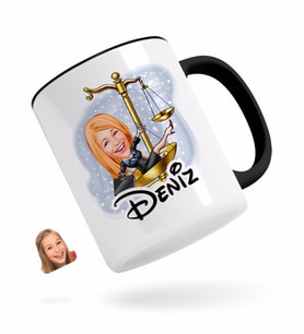 BK Gift Kişiye Özel Kadın Avukat Karikatürlü Siyah Kupa Bardak-4