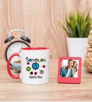 Sosyolog Kırmızı Kupa Bardak ve Kırmızı Mini Fotoğraf Çerçevesi