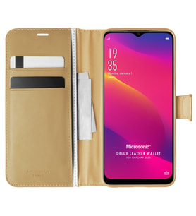 Microsonic Oppo A9 2020 Kılıf Delux Leather Wallet Gold