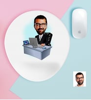 BK Gift Kişiye Özel Bay Genel Müdür Karikatürlü Bilek Destekli Mouse Pad (Beyaz)