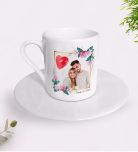 BK Gift Kişiye Özel İsimli Fotoğraflı Türk Kahvesi Fincanı-30 (Beyaz)