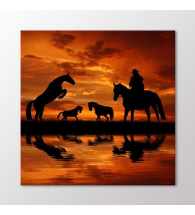 Arty Tablo Cowboy ve Atları Tablo (Karışık)