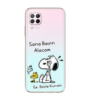 Snoopy Tasarımlı Süper Şeffaf Silikon Telefon Kılıfı Huawei P40 Lite