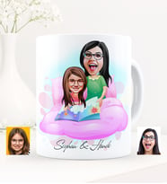 BK Gift Kişiye Özel Anne Kız Karikatürlü Beyaz Kupa Bardak - 3