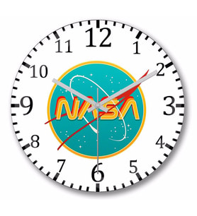 Nasa Retro Duvar Saati Bombeli Gercek Cam