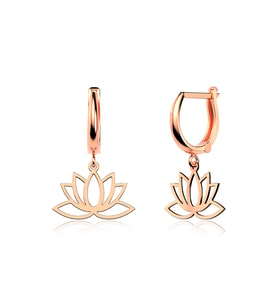 Sade Lotus Çiçeği Rose Gümüş Küpe