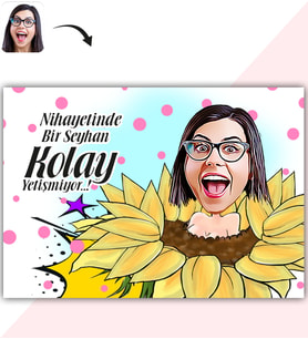 BK Gift Kişiye Özel Bayan Karikatür Baskılı Yaş Pasta İçin Yenilebilir Şekerli Kağıt  5(Sadece Kağıt)