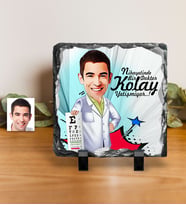 BK Gift Kişiye Özel Bay Göz Doktoru Karikatürlü Dekoratif Doğal Taş  1