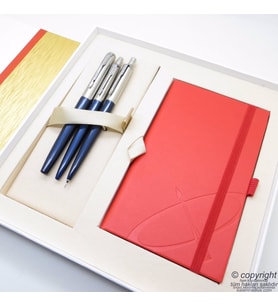 Parker Jotter Metal Mavi İsme Özel Multi Set - Defterli Büyük Kutusunda - Dolma Kalem + Tükenmez Kalem + 05 Versatil Kalem  Hediyelik Kalem