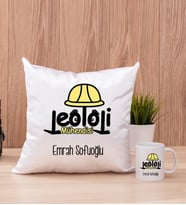 Jeoloji Mühendisi Kare Yastık ve Beyaz Kupa Bardak