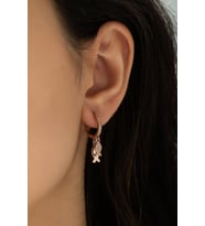 Çift Balık Sallantılı Küpe Rose Altın Kaplama Gümüş Uvps300130
